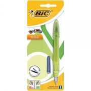 Stilou Bic EasyClic, varf M, alimentare rezerve, grip cauciucat, blister (+1 rezerva), diverse culori