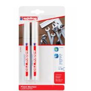 Marker Edding 750, cu vopsea, corp metalic, varf 2-4 mm, alb, 2 buc.