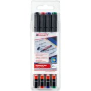 Marker permanent Edding 142 M, set 4 bucati, corp plastic, varf rotund, 1 mm, culori asortate