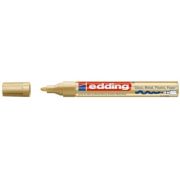 Marker permanent Edding 750, cu vopsea, corp metalic, alb, varf rotund, 2-4 mm, auriu