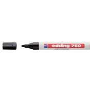 Marker permanent Edding 750, cu vopsea, corp metalic, alb, varf rotund, 2-4 mm, negru