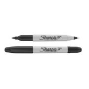 Marker permanent Papermate Sharpie cu doua capete, 0. 5 mm si 1 mm, negru