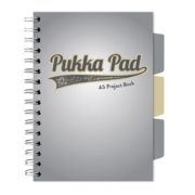 Caiet A5 cu spira si separatoare Pukka Pad Project Book, 200 file, matematica, gri