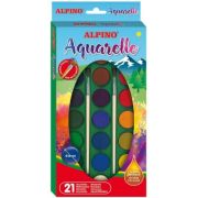 Acuarele 21 culori/cutie + 2 pensule gratis, Alpino