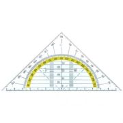 Echer 16 cm, cu raportor 180 grade, plastic transparent, ALCO