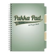 Caiet A5 cu spira si separatoare Pukka Pad Project Book, 200 file, matematica, verde