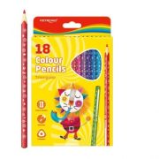 Creioane colorate Keyroad KR971275, triunghiulare, 18 culori, blister carton