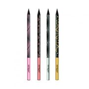 Creion grafit Keyroad KR973120, HB, corp rotund negru imprimat cu desen holgrafic, fara guma de sters, diverse modele