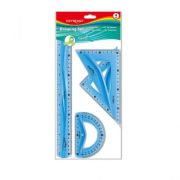 Set geometrie Keyroad KR971105, 30cm, PVC, diverse culori, flexibil, blister 4 piese