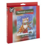 Pictura diamant, model Pisica de Craciun, 20x20 cm