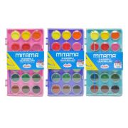 Acuarele Mitama, 18 culori, diametru 2. 9 cm, 2 pensule