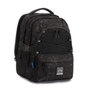 Ghiozdan Mitama, 3 compartimente, design negru, 43 x 32 x 22 cm