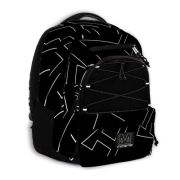 Ghiozdan Mitama, 3 compartimente, design alb cu negru, 43 x 32 x 22 cm