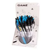 Pix cu bila Cresco Game 600020-B, cu mecanism, corp negru / albastru, grip cauciucat, scris albastru