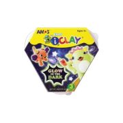 Plastilina Amos iClay IC18P3-GD, 18g, roz fosforescent, verde fosforescent, portocaliu fosforescent, set 3 culori