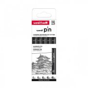 Set 5x Liner UNI PIN-200 ASP008, pe baza de apa, varf 0. 1-0. 9mm, negru