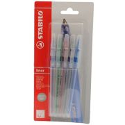 Pix fara mecanism Stabilo liner, M, 0. 45 mm, 5 culori/blister, albastru, negru, rosu, verde, violet