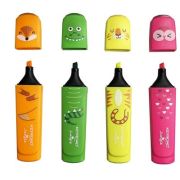 Textmarker Keyroad Jungle KR972176, varf tesit, pentru copii, set 4 culori fluorescente (galben, verde, orange, roz)