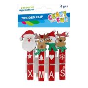 Accesorii creatie, lemn, carlig mare Craciun, rosu, 7 cm, set 4 buc, Craft with Fun 545856