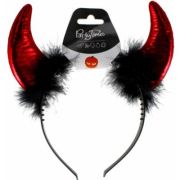 Bentita coarne de diavol PartyTime Halloween, rosu metalic, 21cm