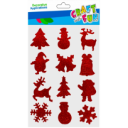 Abtibilduri Craciun, 10x17 cm, cu sclipici, rosu, set 12 buc, Craft with Fun, 521608