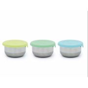 SET 3 RECIPIENTE MINI INOX CU CAPAC SILICON, MELII, BLEU MINT LIME