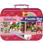 Set puzzle 2 x 100 piese si 2 x 150 piese + Bonus: cufar metalic, Bibi & Tina, Schmidt