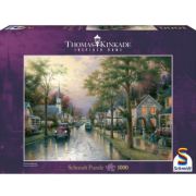 Puzzle 1000 piese, Thomas Kinkade - Dimineața intr-un orasel, Schmidt