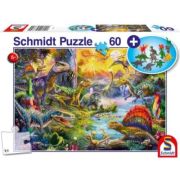Puzzle 60 piese Dinozauri + Cadou figurina, Schmidt