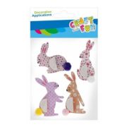 Abtibilduri - iepurasi Paste 10x17cm, Craft with Fun, 531801, set 4 buc
