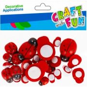 Accesorii creatie - buburuze plastic, diverse dimensiuni, set 28 buc, Craft with Fun, 501442