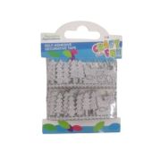 Accesorii creatie - banda decorativa plastic, argintiu, autoadeziva, cu sclipici, MegaCreative