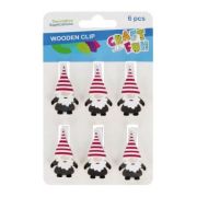 Accesorii creatie - lemn - carlig spiridusi Craciun, 4. 5cm, set 6 buc, Craft with Fun 567219