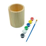 Accesorii creatie - lemn pictura - pahar rotund, +6 culori +pensula, pentru pictat, CNX