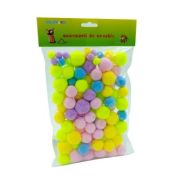 Accesorii creatie - Pom Pom textil, mix fluorescent/pastel, 10-30mm, set 95 buc, CNX