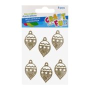 Accesorii creatie - stickere autoadezive - globuri Craciun, aurii, 10x17 cm, set 6 buc, Craft with Fun 521542
