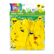 Baloane aniversare Fiorello, 30. 5cm, emoticoane diverse modele, galben, 170-2328, set 12 buc