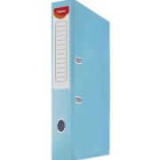 Biblioraft plastifiat Noki, A4, portret, 5cm, buzunar eticheta, inele metalice - albastru deschis