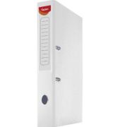 Biblioraft plastifiat Noki, A4, portret, 5cm, buzunar eticheta, inele metalice - alb