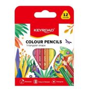 Creioane colorate Keyroad KR971285, triunghiulare, 12 culori, blister carton