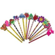 Creion grafit CNX, HB, corp rotund diverse culori si modele, cap figurine gumate