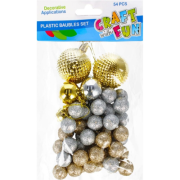 Globuri brad Craciun Craft with Fun 463627, argintiu / auriu, diverse dimensiuni, set 54 buc