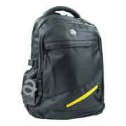 Ghiozdan CNX, 3 compartimente, textil, negru cu fermoar galben, JM326