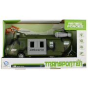 Elicopter militar de transport cu 2 elice MegaCreative 523951, 28cm, cu sunete si lumini, plastic, verde, 3+ ani