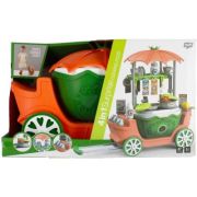 Set de joaca 4 in 1 - bucatarie utilata - accesorii diverse, cu maner, pe roti, verde-portocaliu, MegaCreative 460502, 3+ ani