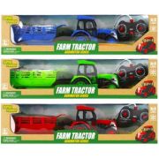 Tractor agricol cu telecomanda MegaCreative 459955, include remorca, plastic, diverse culori, 3+ ani