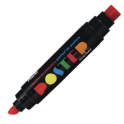 Marker permanent Fiorello Poster GR-1712, 2 capete - tesit 10mm / patrat 17mm - rosu