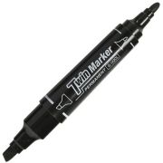 Marker permanent CNX G-122CL, varf rotund / varf tesit, 2 capete, negru