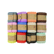 Accesorii creatie - panza iuta, diverse culori, 5cm x 2m, cu dantela, set 12 buc, Colorarte