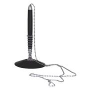 Pix cu bila CNX 138892, cu suport birou, baza rotunda, cu lant metalic, corp negru, scris albastru